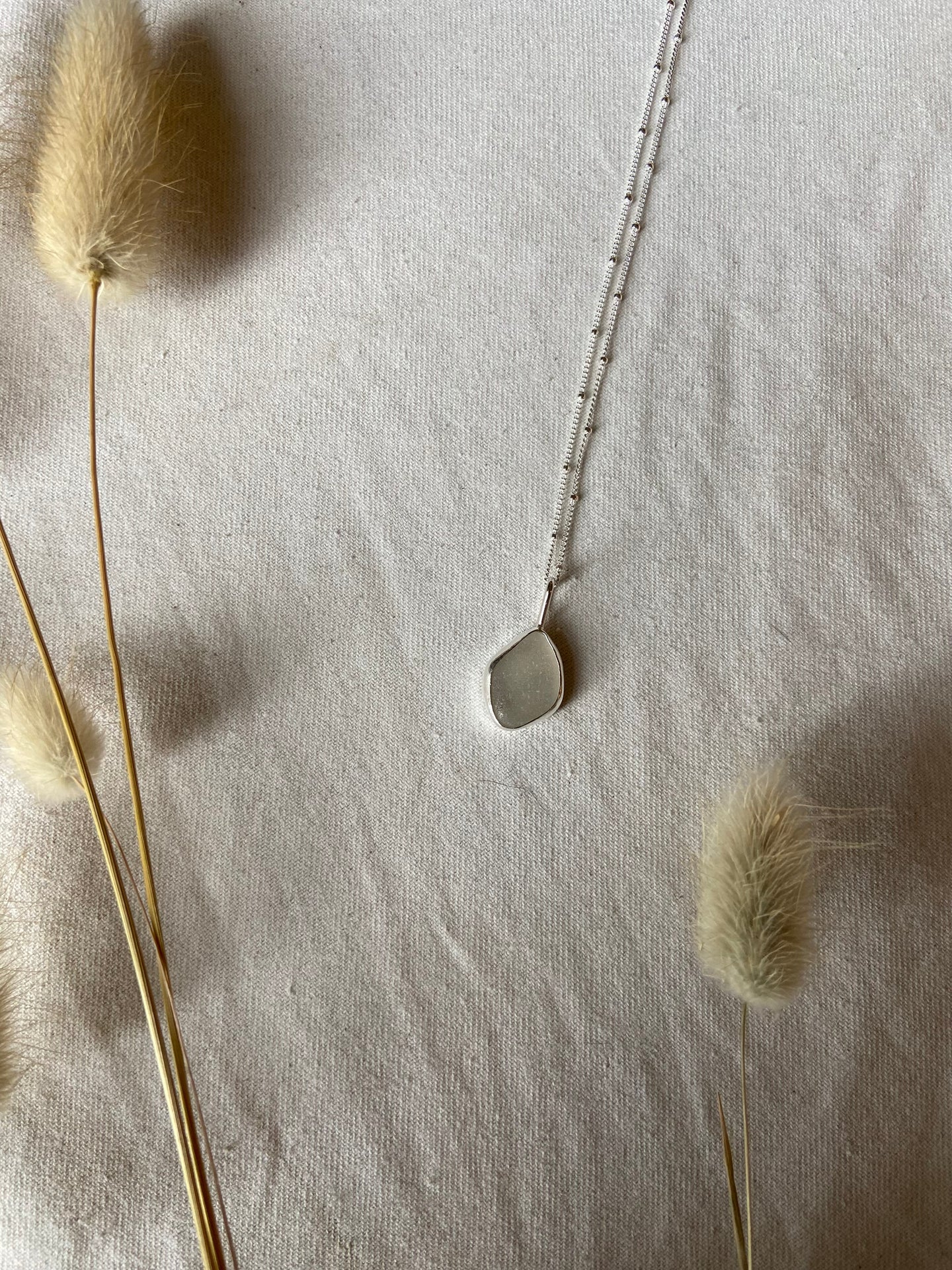 White Seaglass pendant